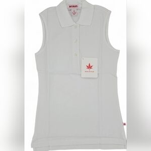 BOAST Women's Sleeveless Golf/Tennis White Polo Top